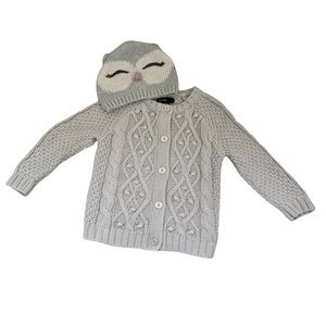 Baby Gap Sweater & Baby Gap Owl Hat Bundle in EUC🦉🩷🩶💖